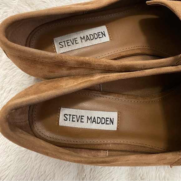 Steve Madden Hartlyn Block Heel Tan Leather Suede Bit Loafers Size 8.5 - Picture 11 of 15